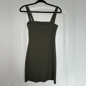 Revolve Olive Green Ribbed Knit Dress